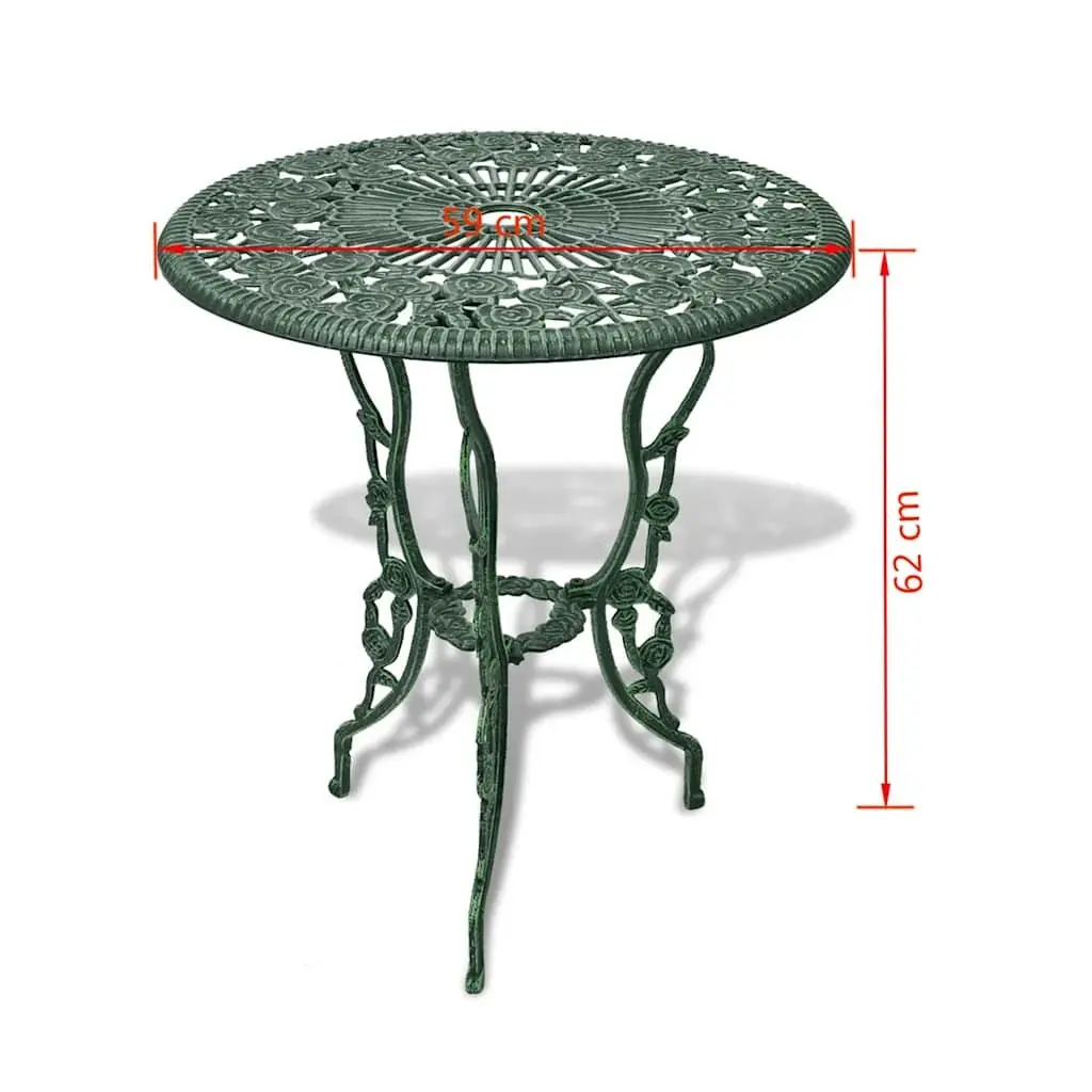 3 Piece Bistro Set Round Table 2 Chairs Garden Patio Outdoor Furniture Green