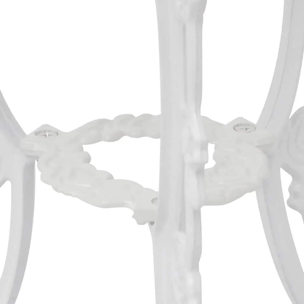 3 Piece Bistro Set Round Table 2 Chairs Cast Aluminium Weather Resistant White