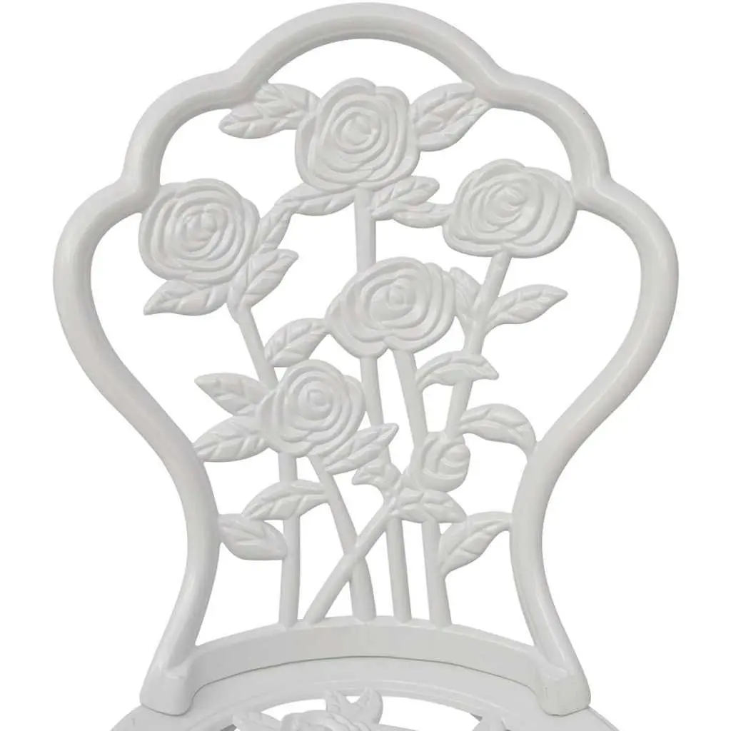 3 Piece Bistro Set Round Table 2 Chairs Cast Aluminium Weather Resistant White