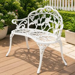 Welcoming White 100cm Garden Bench for Outdoor Spaces