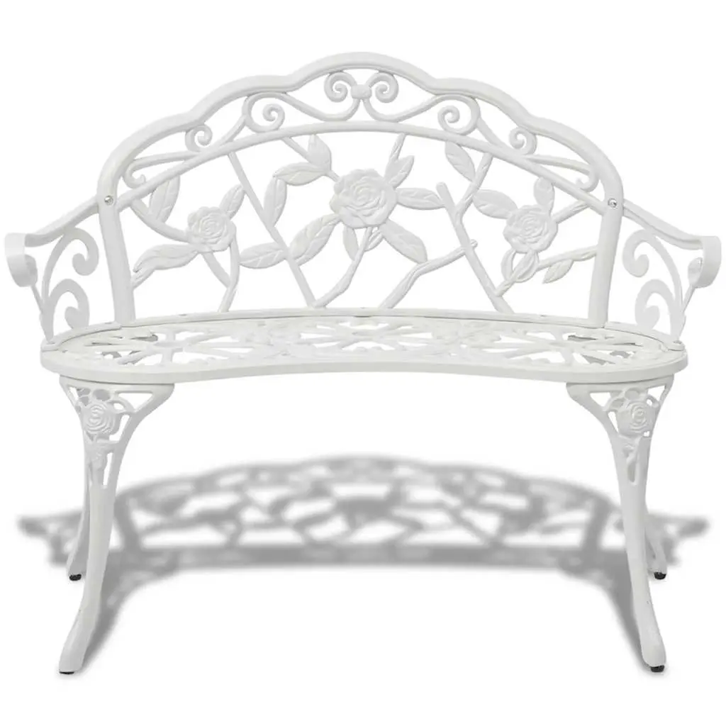 Outdoor Garden Bench 100cm Cast Aluminium White Seating Patio Furniture