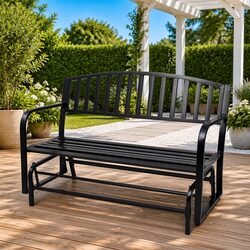 Find Joy with the Black Steel Swing Bench for Two
