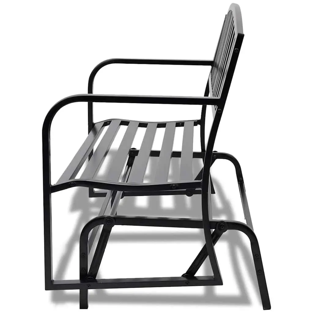 Swing Bench Black Steel Weather-Resistant Two Person Outdoor Seating