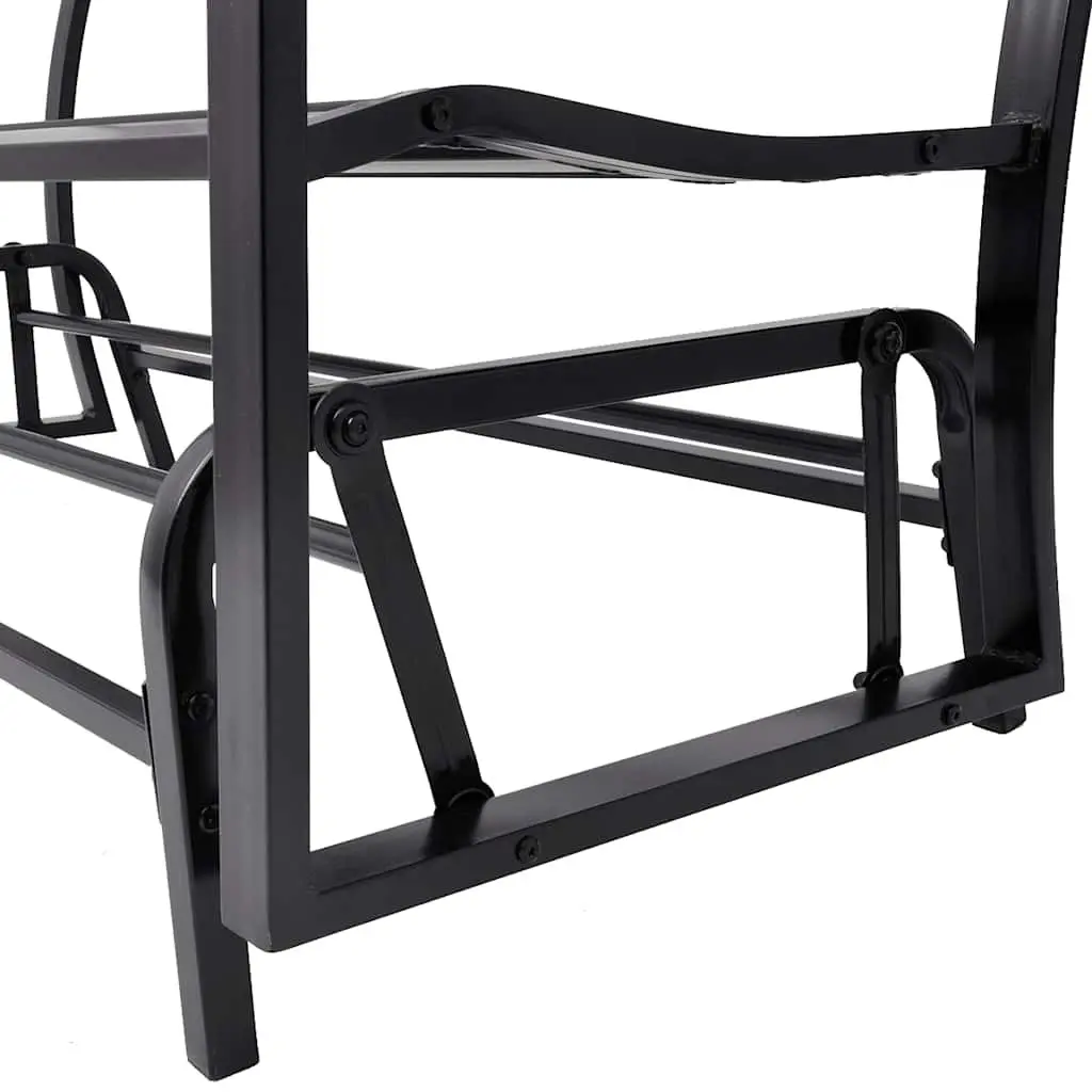 Swing Bench Black Steel Weather-Resistant Two Person Outdoor Seating