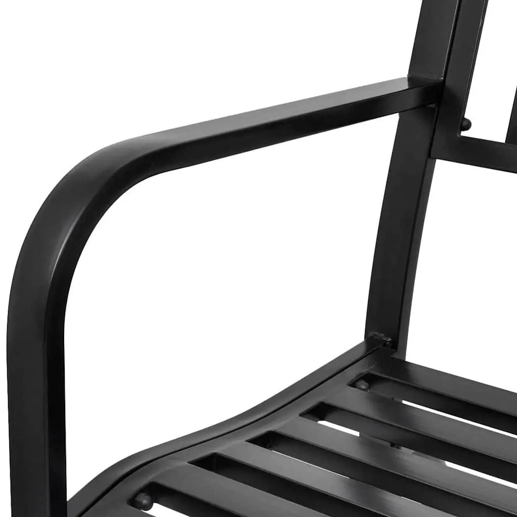 Swing Bench Black Steel Weather-Resistant Two Person Outdoor Seating