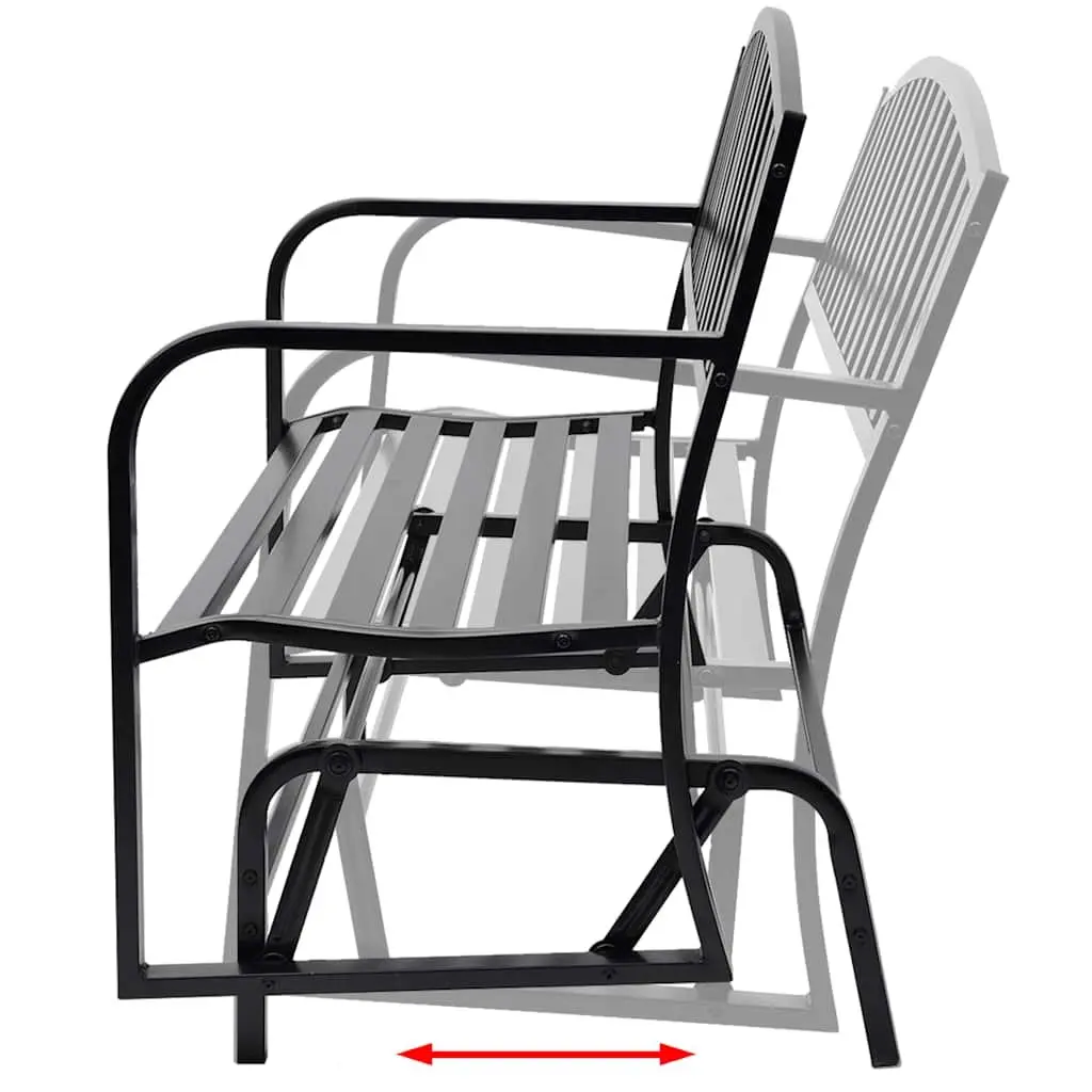 Swing Bench Black Steel Weather-Resistant Two Person Outdoor Seating