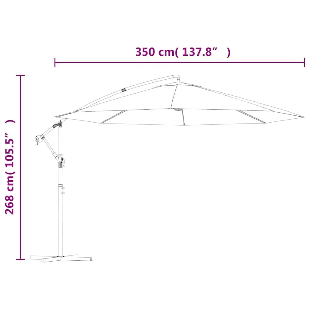 Cantilever Garden Parasol UV Protection 3.5m White