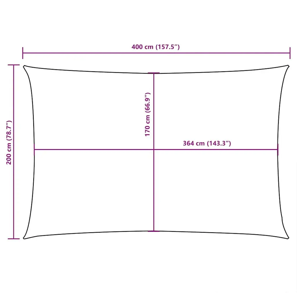 Cream Rectangular Sunshade Sail 2x4 m for Outdoor Areas
