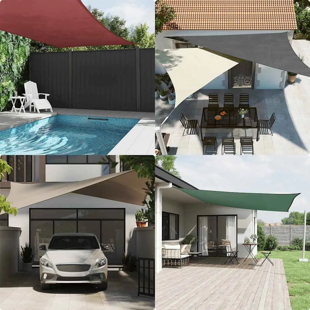 Outdoor Rectangular Sunshade Sail Cream PU Coated Oxford Fabric 4x6m