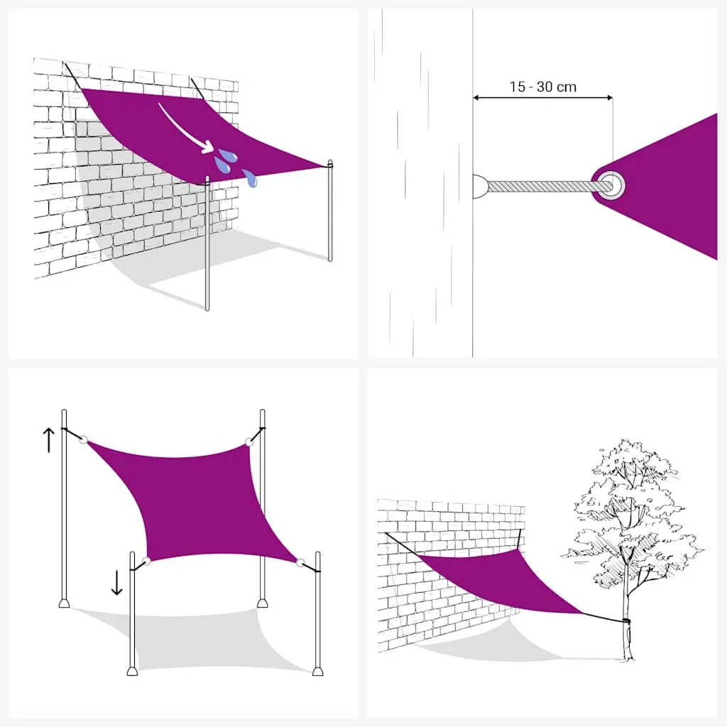 Outdoor Rectangular Sunshade Sail Cream PU Coated Oxford Fabric 4x6m