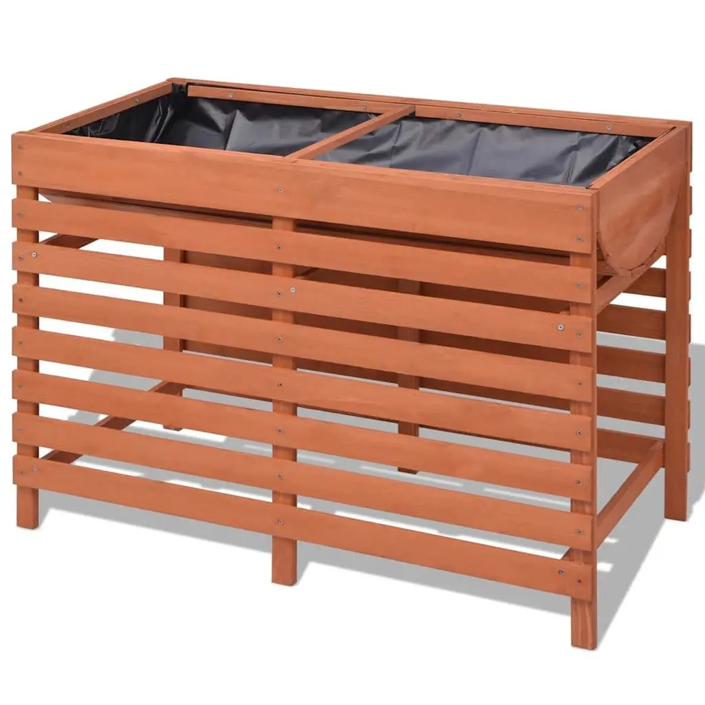 Wooden Planter Box Raised Bed 100x50x71 cm for Vegetables Flowers Herbs Brown