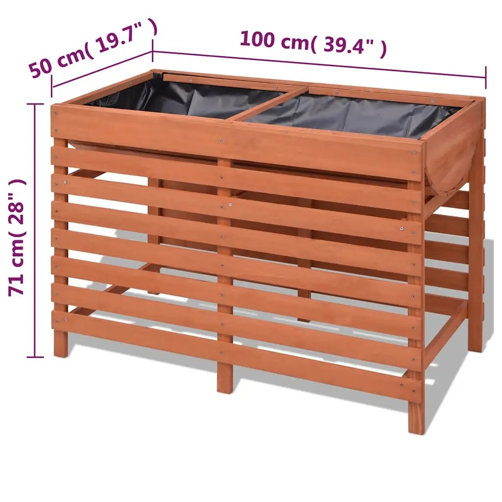 Wooden Planter Box Raised Bed 100x50x71 cm for Vegetables Flowers Herbs Brown