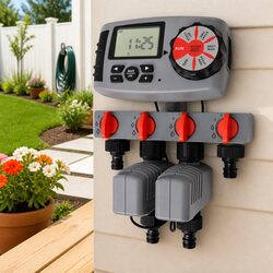 Automatic Irrigation Timer 4 Stations Garden Watering Control System Black