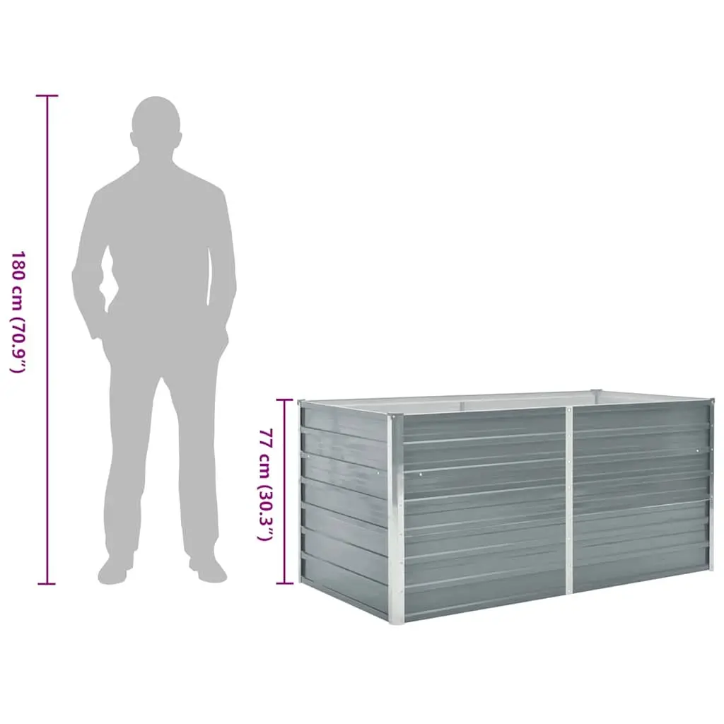 Galvanised Steel Raised Garden Bed Grey 160x80x77cm Durable Planter for Outdoor Use