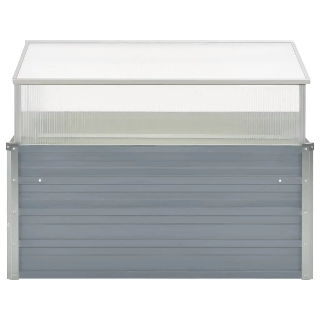 Greenhouse Galvanised Steel PC Square 100x100x85 cm Garden Plant Shelter Grey