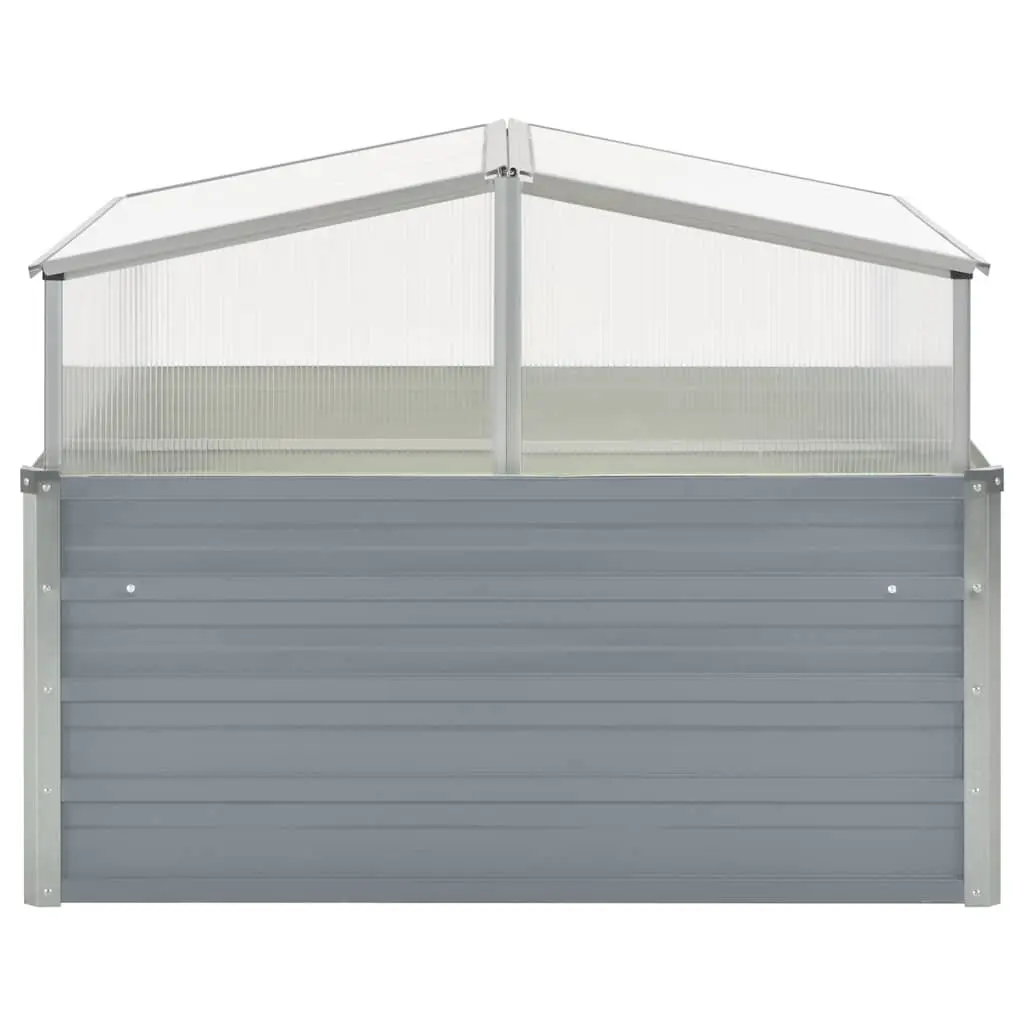 Greenhouse Galvanised Steel PC Square 100x100x85 cm Garden Plant Shelter Grey