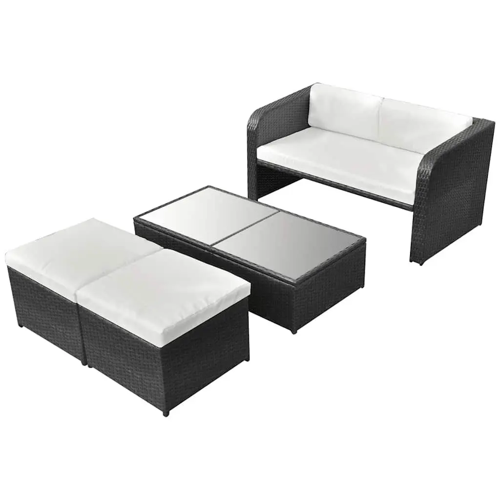 Garden Lounge Set Outdoor Furniture with Lift-Up Coffee Table and Cushions 4 Piece