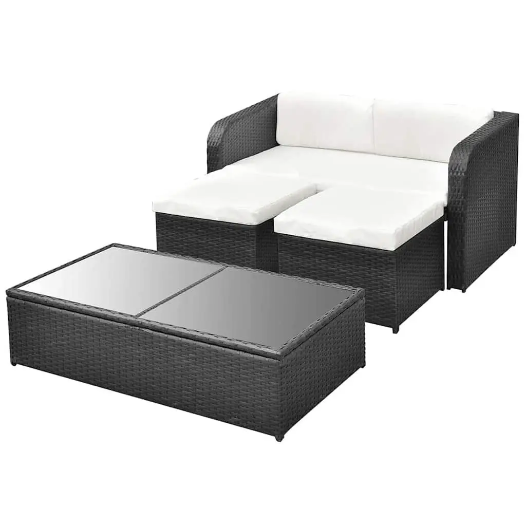 Garden Lounge Set Outdoor Furniture with Lift-Up Coffee Table and Cushions 4 Piece