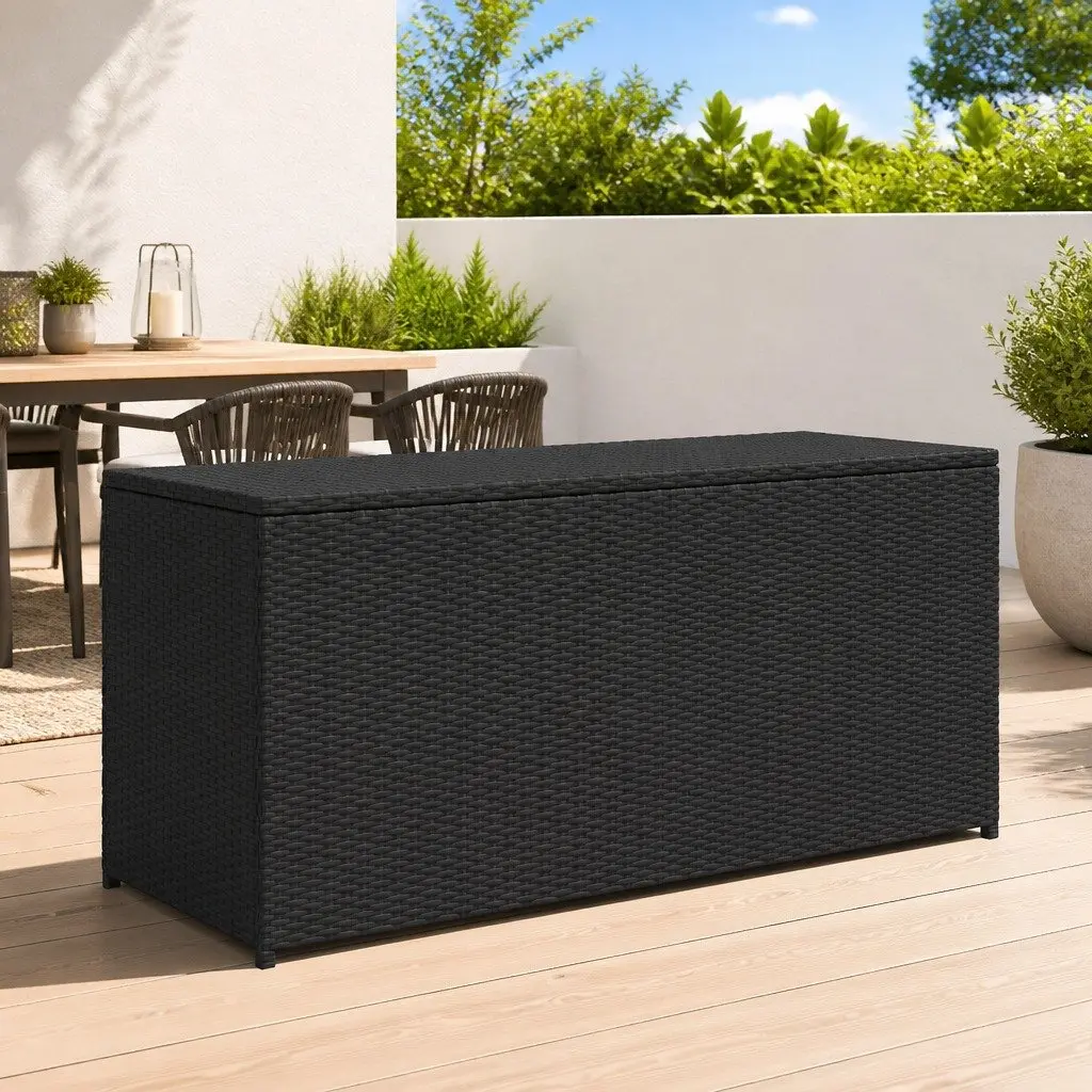 Garden Storage Box Black Weather-resistant PE Rattan 120 x 50 x 60 cm
