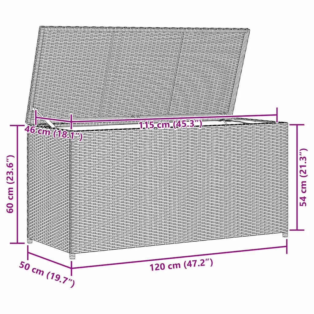 Garden Storage Box Black Weather-resistant PE Rattan 120 x 50 x 60 cm
