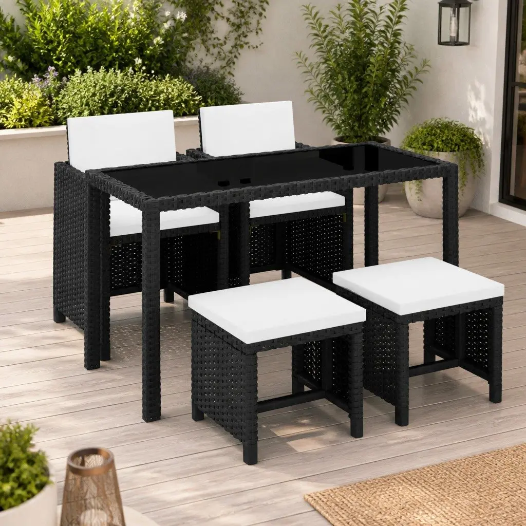 Outdoor Dining Set Rattan Garden Furniture 5 Piece Patio Table Chairs