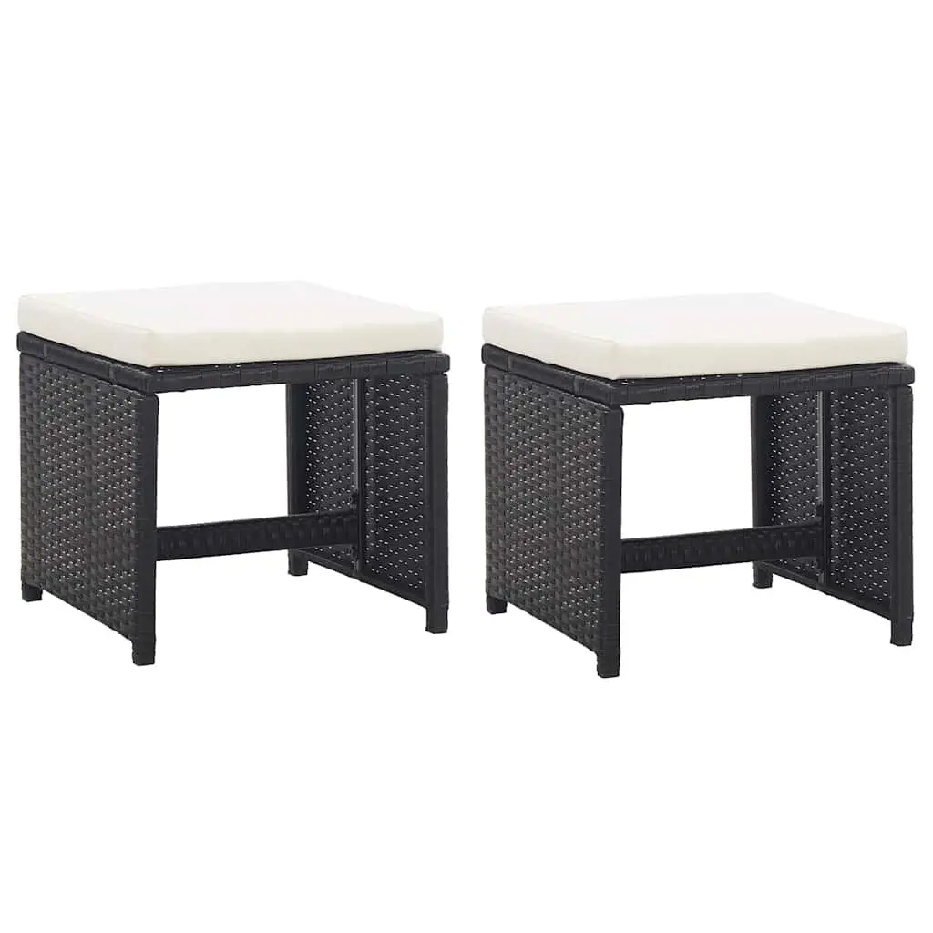 Outdoor Dining Set 11 Piece Poly Rattan Garden Furniture with Cushions Black
