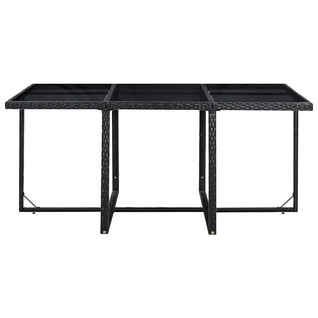 Outdoor Dining Set 11 Piece Poly Rattan Garden Furniture with Cushions Black