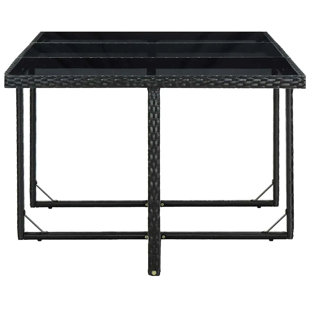Outdoor Dining Set 11 Piece Poly Rattan Garden Furniture with Cushions Black