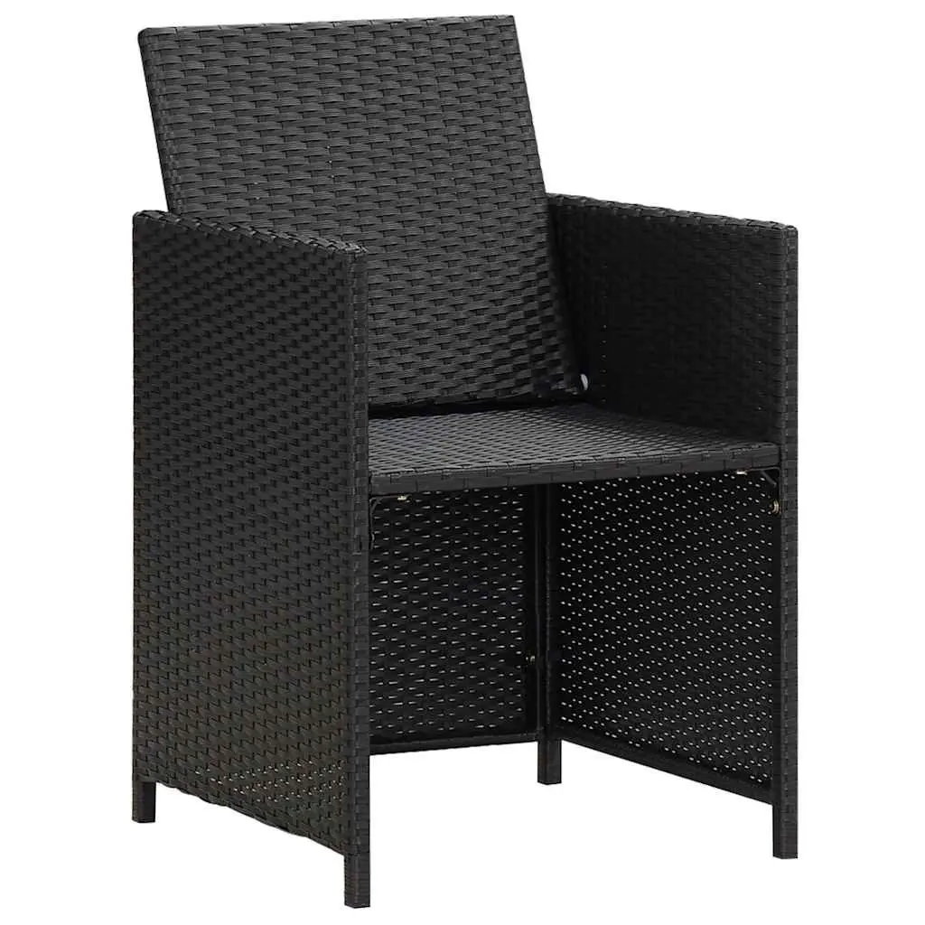 Poly Rattan Outdoor Chairs Set 2 Pcs Black with Cushions Weather Resistant Garden Patio