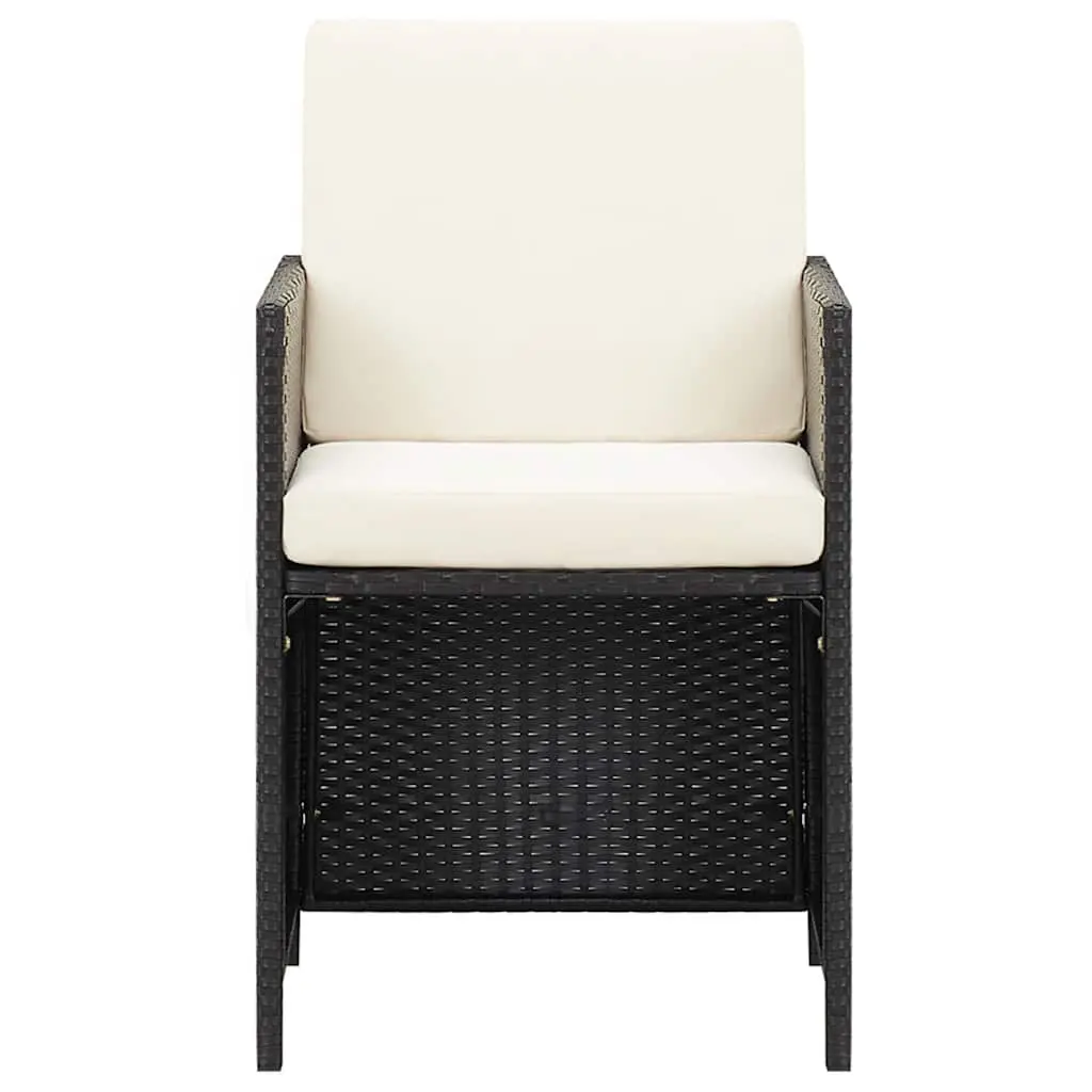 Poly Rattan Outdoor Chairs Set 2 Pcs Black with Cushions Weather Resistant Garden Patio