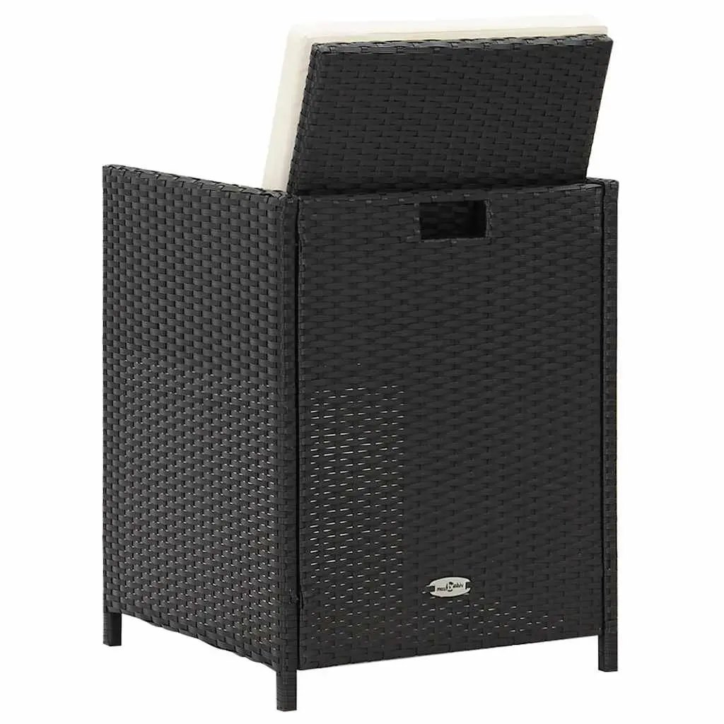 Poly Rattan Outdoor Chairs Set 2 Pcs Black with Cushions Weather Resistant Garden Patio