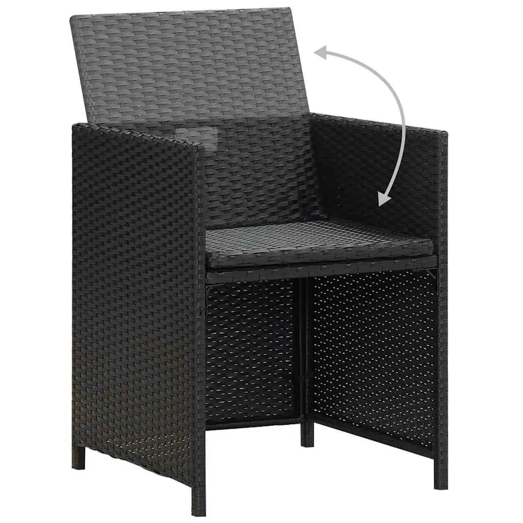 Poly Rattan Outdoor Chairs Set 2 Pcs Black with Cushions Weather Resistant Garden Patio