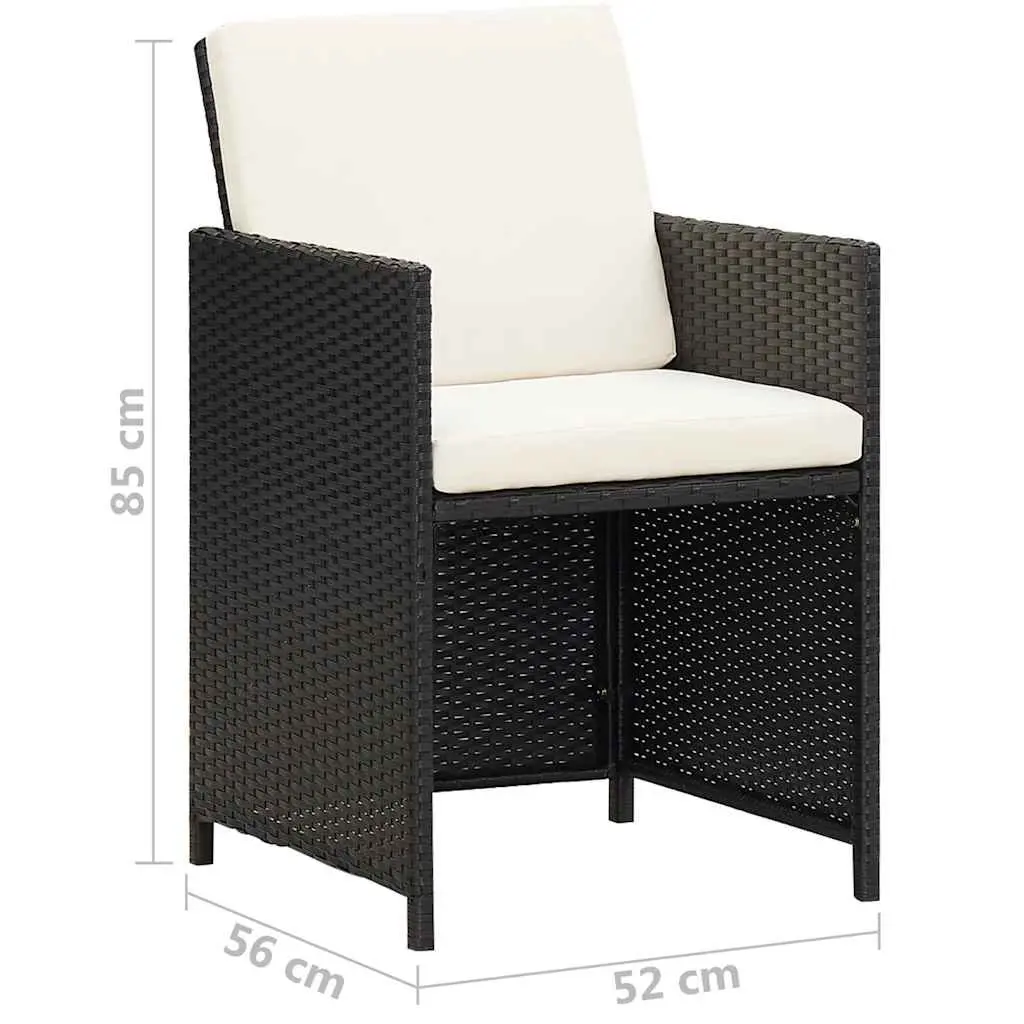 Poly Rattan Outdoor Chairs Set 2 Pcs Black with Cushions Weather Resistant Garden Patio