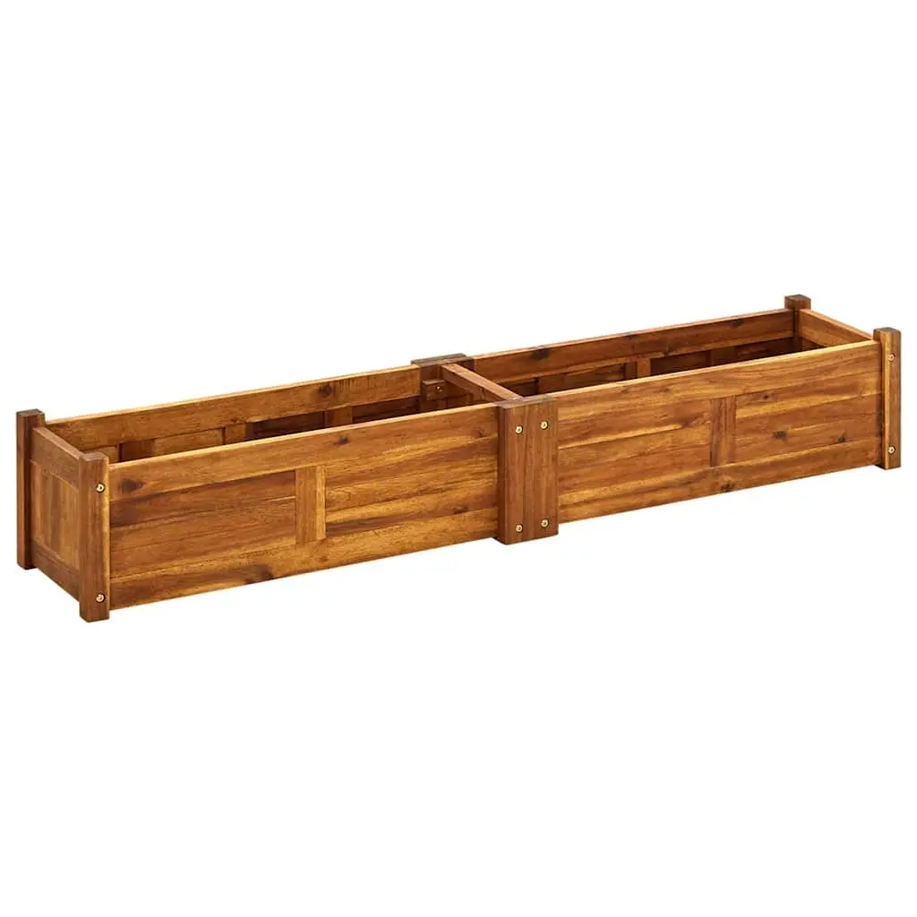 Wooden Raised Bed Planter Box Sturdy Acacia Wood 150x30x25cm