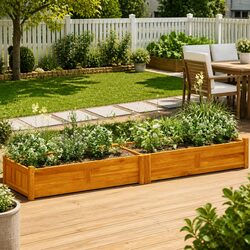 Garden Raised Bed Wooden Planter Box 200x50x25 cm Outdoor Patio Deck Balcony