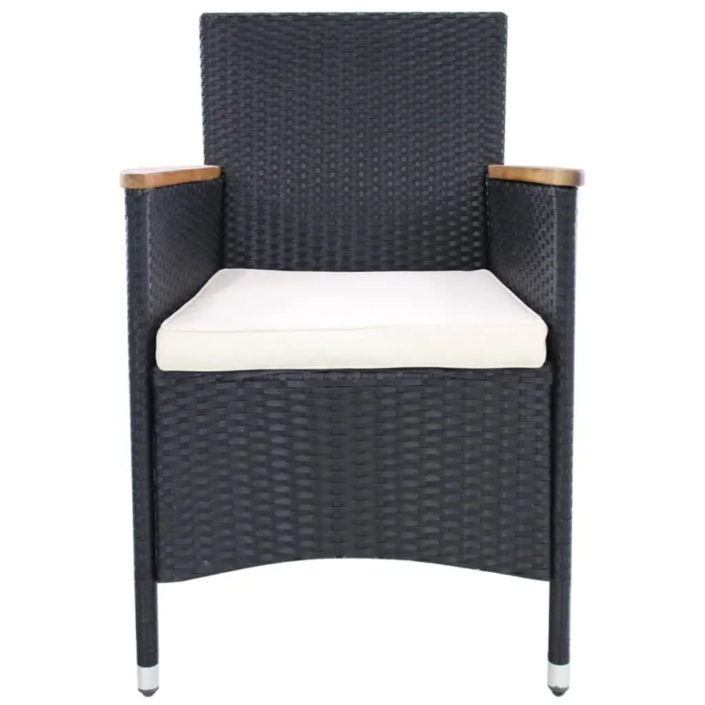 Outdoor Garden Chairs Poly Rattan Black 2 Piece Patio Seating with Cushions