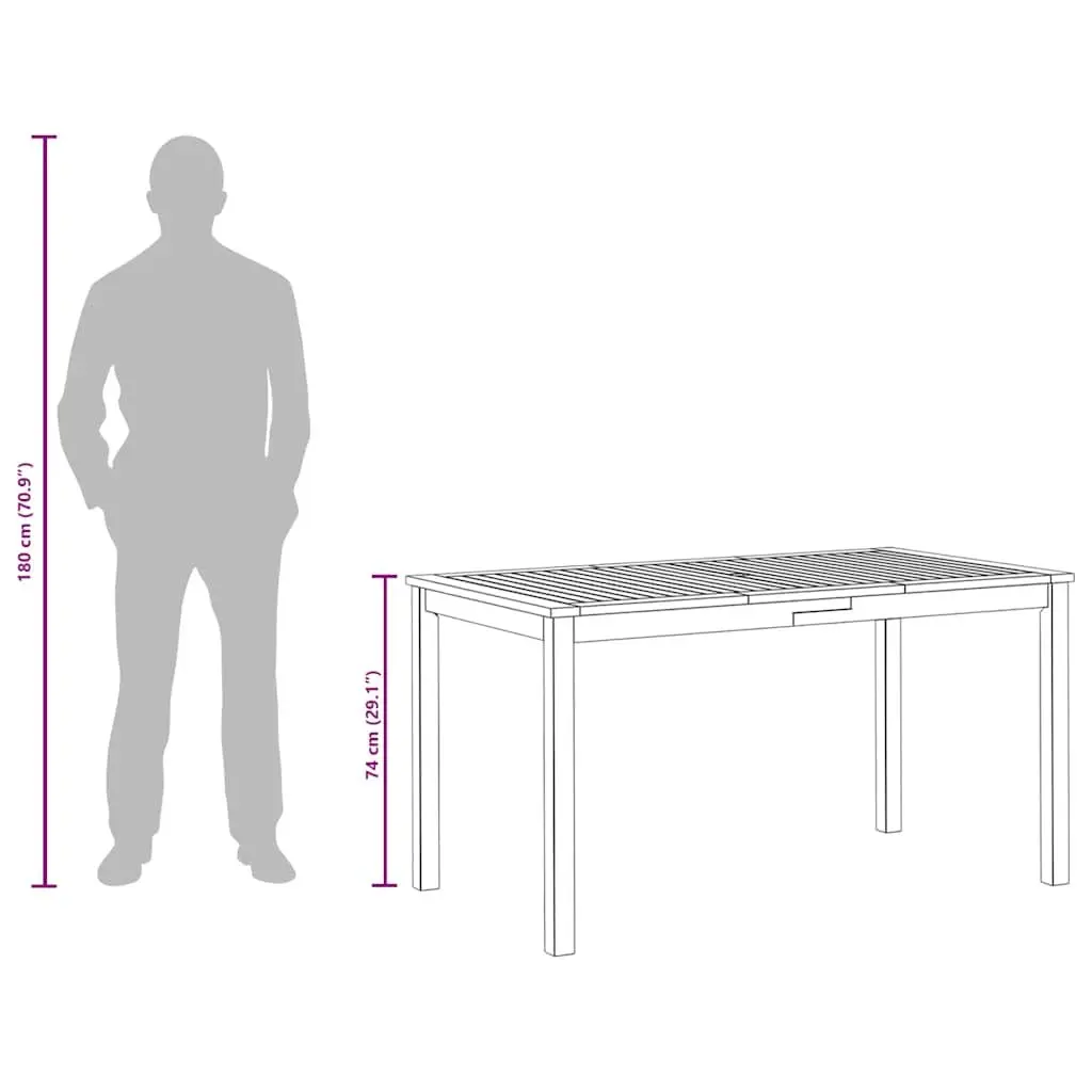 Outdoor Garden Dining Table 140x80x74cm Solid Acacia Wood Brown Patio Furniture