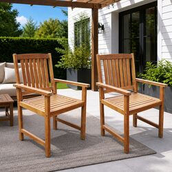 Outdoor Chairs 2 pcs Garden Seating Solid Acacia Wood Brown Patio Furniture