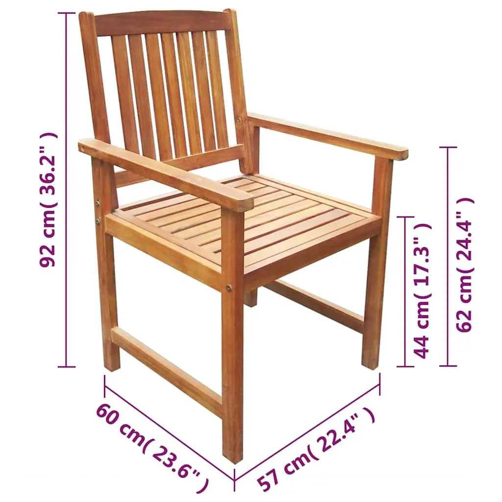 Outdoor Chairs Solid Acacia Wood Brown Set of 2