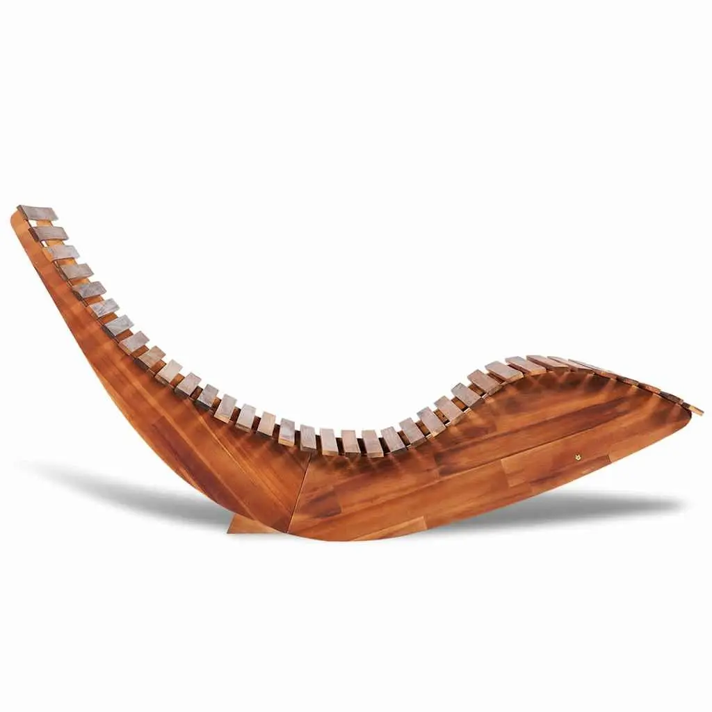 Rocking Sun Lounger Brown Ergonomic Wooden Lounge Chair