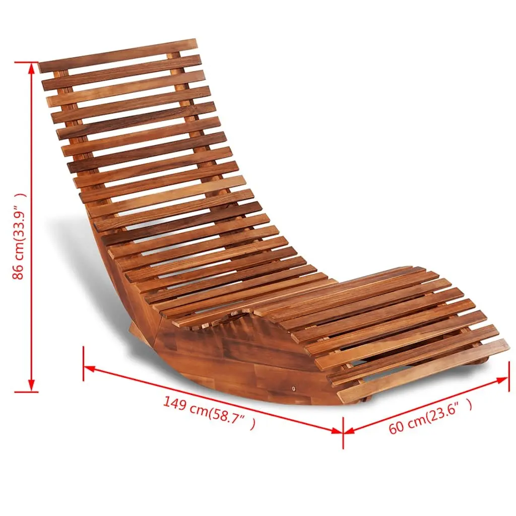 Rocking Sun Lounger Brown Ergonomic Wooden Lounge Chair