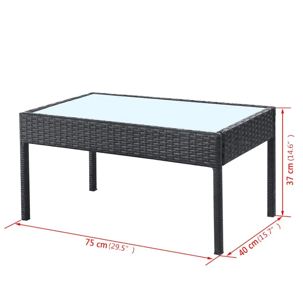 Garden Lounge Set PE Rattan Weather-Resistant Black 4 Piece Outdoor Sofa Chairs Coffee Table