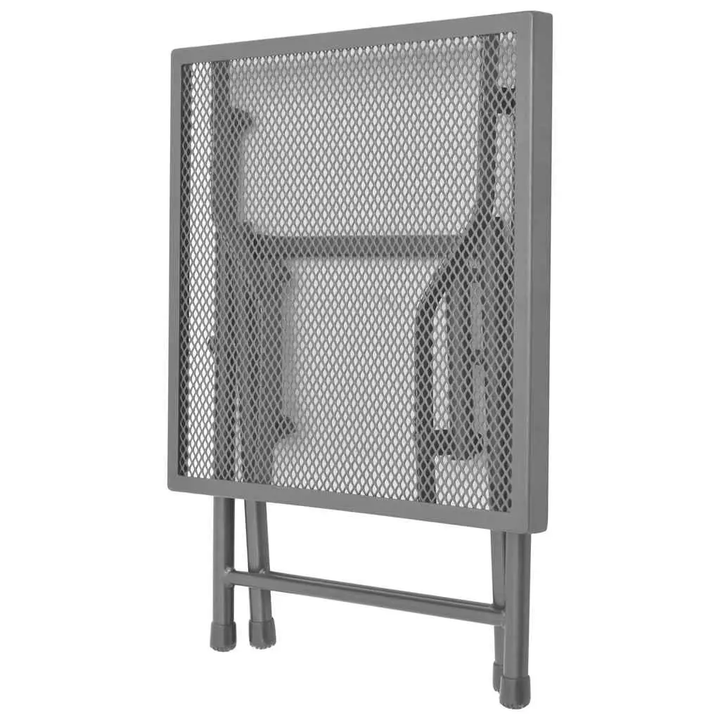 Sun Loungers Set 2 pcs with Folding Table Steel Mesh Anthracite Outdoor Seating