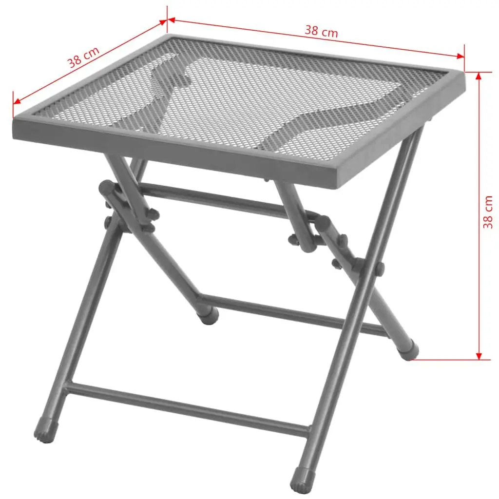 Sun Loungers Set 2 pcs with Folding Table Steel Mesh Anthracite Outdoor Seating