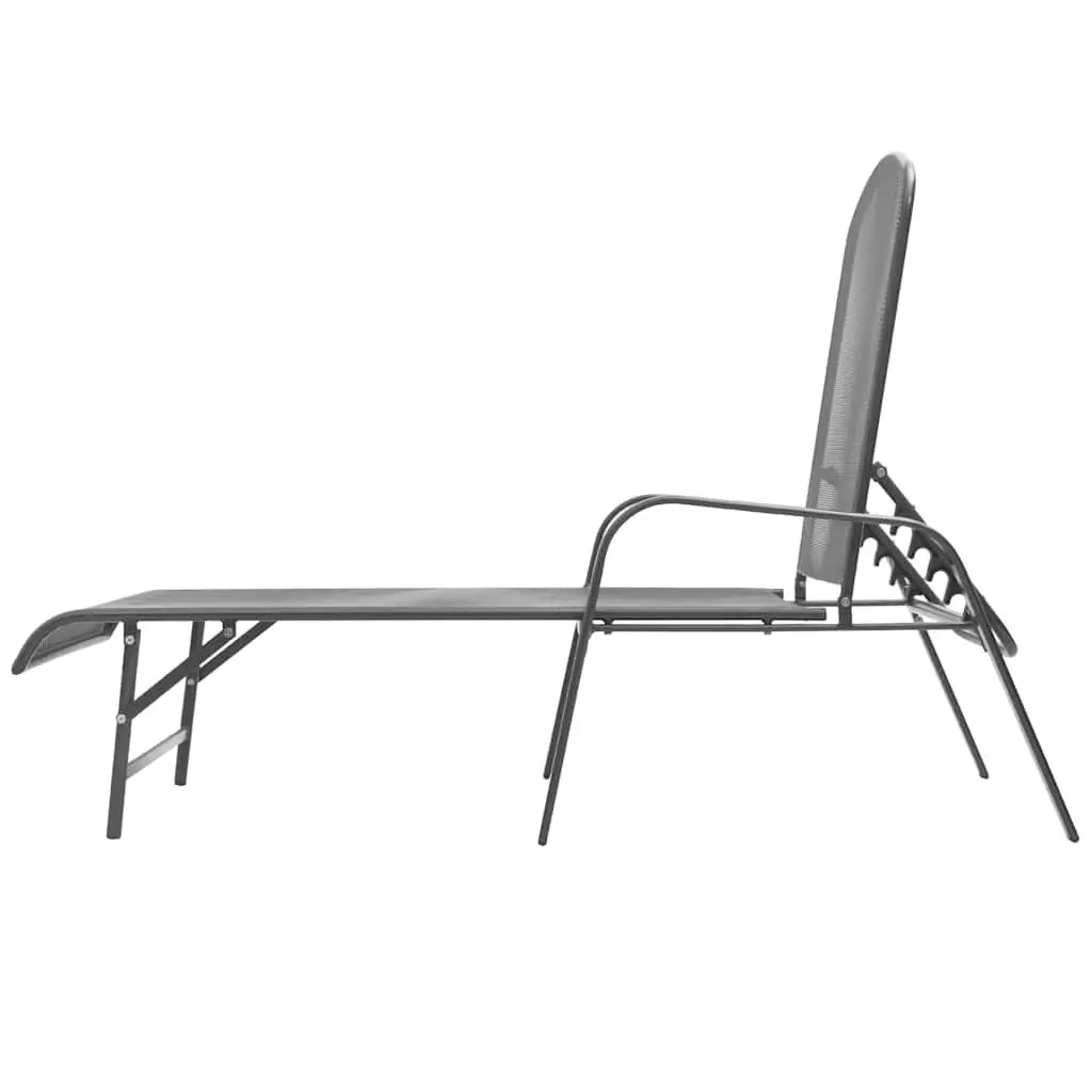 Sun Loungers Set 2 pcs with Folding Table Steel Mesh Anthracite Outdoor Seating