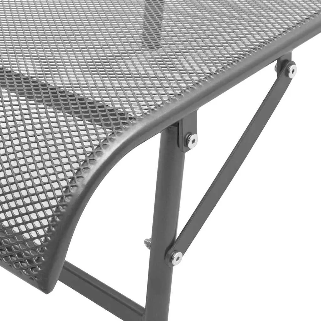Sun Loungers Set 2 pcs with Folding Table Steel Mesh Anthracite Outdoor Seating