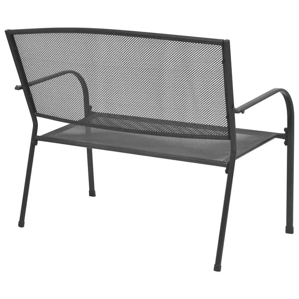 Garden Bench Steel Mesh 108cm Anthracite Patio Seating Industrial Style