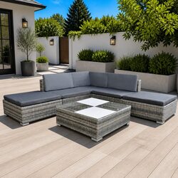 You're Going to Love This 6 Piece Rattan Sofa Set Outdoors