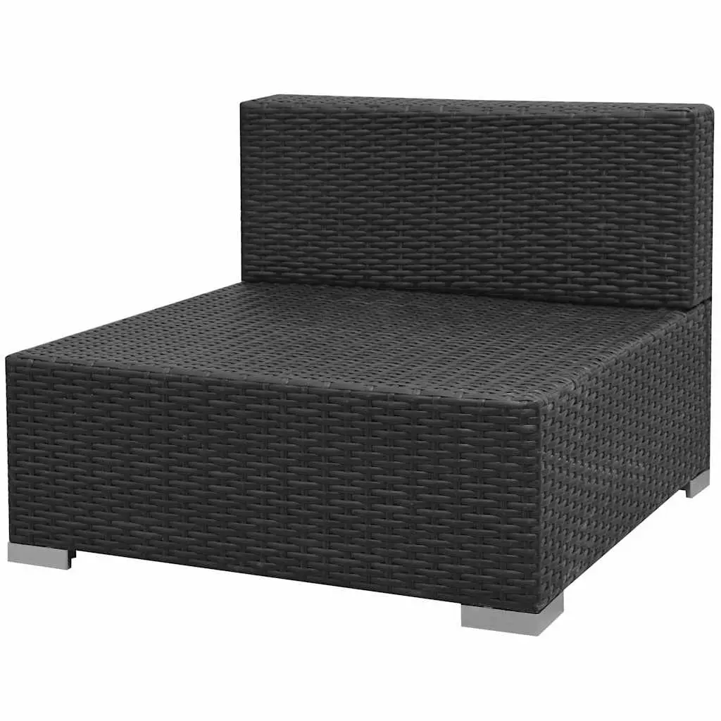 7 Piece Outdoor Rattan Sofa Set with Canopy Black Modular Patio