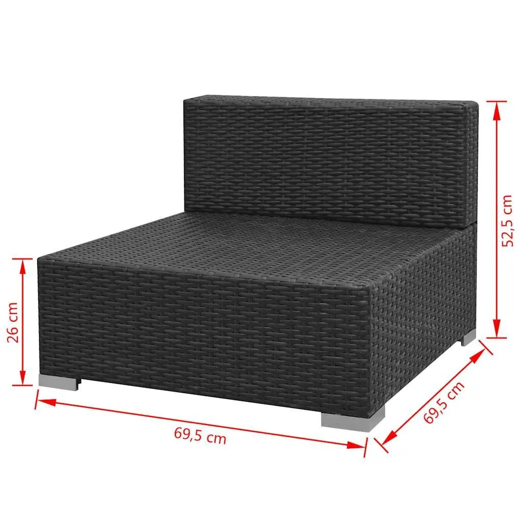 7 Piece Outdoor Rattan Sofa Set with Canopy Black Modular Patio